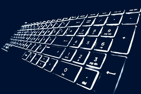 Nahaufnahme Der Beleuchtung Der Laptop Tastatur Hintergrundbeleuchtete Tastatur — Stockfoto