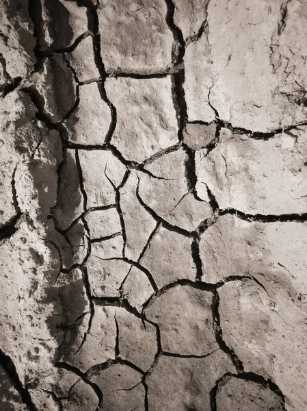 干裂泥土的结构 沙漠背景 全球缺水问题 褐色土地上的深深裂缝象征着炎热的气候和干旱 — 图库照片