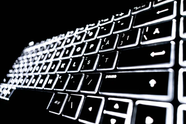 Closeup Laptop Keyboard Illumination Backlit Keyboard — Stock Photo, Image