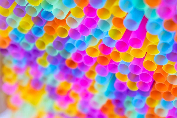 Close Plenty Colorful Straws Background — Stock Photo, Image