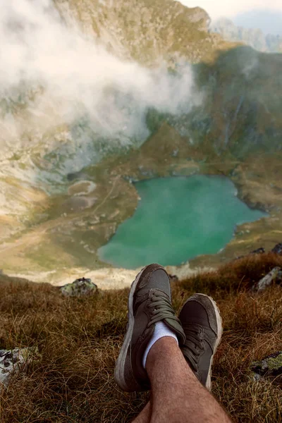 Panorama Con Blea Lac Con Reflejo Las Montañas — Foto de Stock