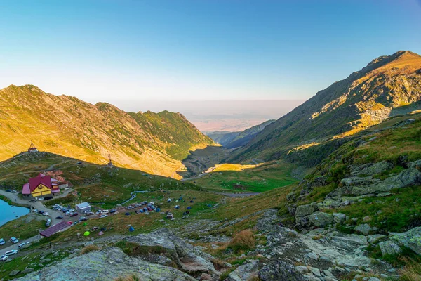 Panorama Blea Lac Odrazem Hor — Stock fotografie