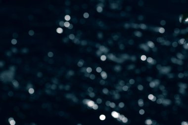 Bokeh etkisi. Suyun yüzeyindeki merceğin gölgesi güneş ışığında parıldıyor. Yansımalar bir oval model oluşturur