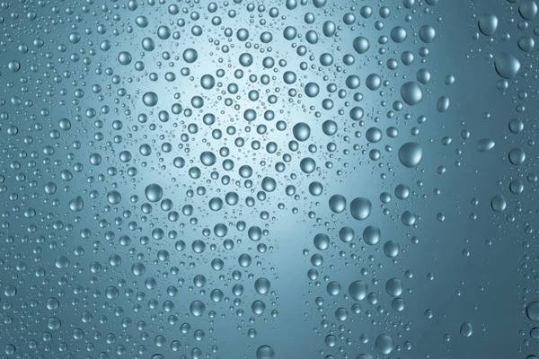 Gotas Agua Sobre Fondo Textura Vidrio Azul —  Fotos de Stock