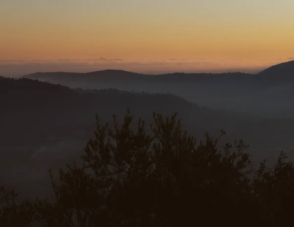 山中有雾的日出 — 图库照片