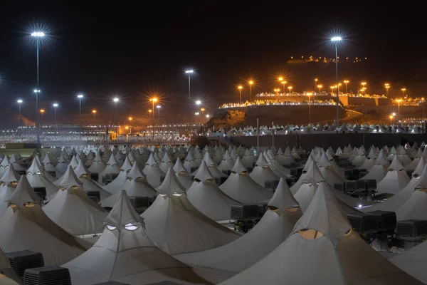 ハッジのミナ 夜の時間 マッカ サウジアラビア マッカ ハッジ時間 — ストック写真