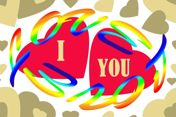 Seamless Pattern Words Love You Hearts Different Sizes Colors Red — Stock Photo, Image
