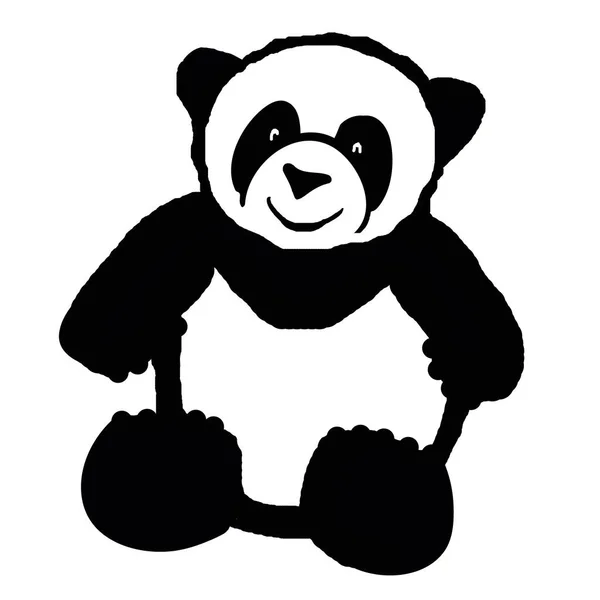 Большая Панда Бамбуковый Медведь Грубый Черно Белый Рисунок Кистью Изолированное — стоковое фото