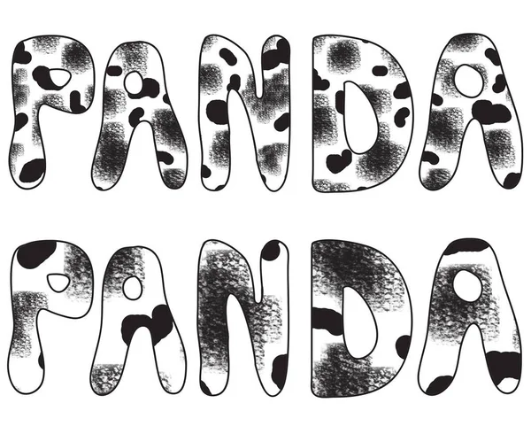 Set Two Isolated Words Panda White Background Roughly Drawn Letters — Stock Photo, Image