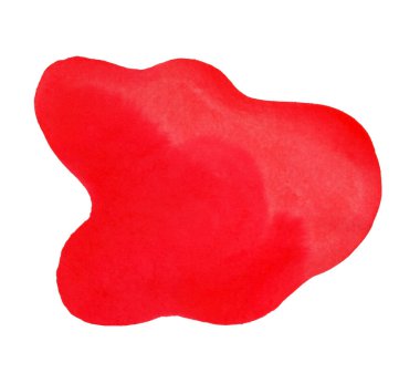 Beyaz arka planda kırmızı suluboya lekesi var. Raster illüstrasyonu.