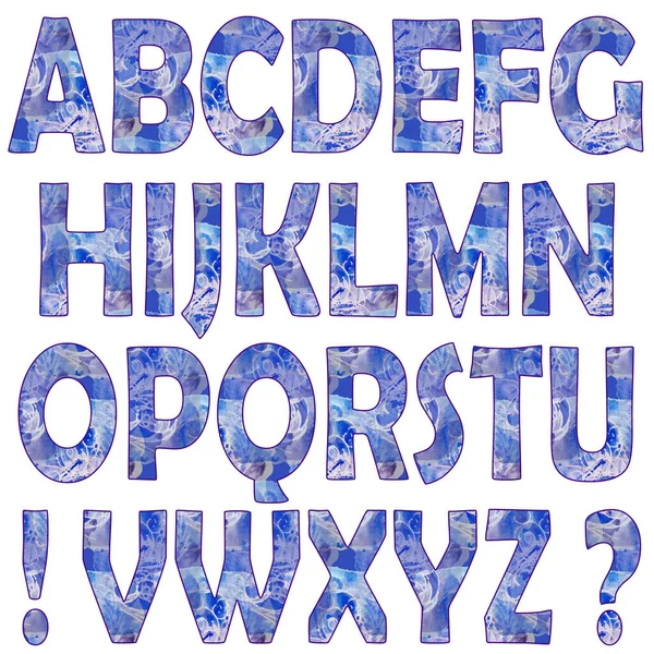 Rasterset Van Geweven Latijnse Letters Uitroeptekens Vraagtekens Coole Abstracte Textuur — Stockfoto