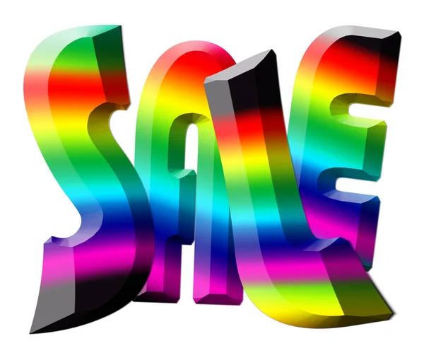 Isolated Word Sale Rainbow Textured Letters White Background Effect — Stock Photo, Image