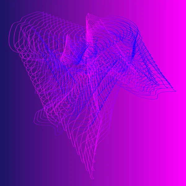 勾配空間における線形抽象3D形状 ベクトル青とピンクの背景 — ストックベクタ