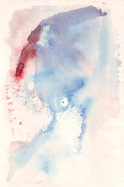 Suluboya lekeleri, lekeler ve beyaz kağıda damlalar. Gri, mavi, pembe tonlarda.