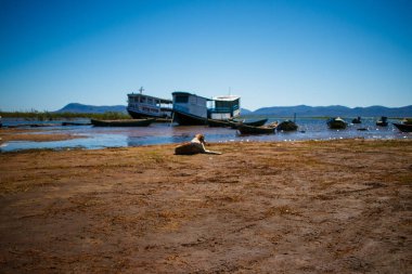 Nehir kıyısında yolcuları bekleyen tekneler var. Juazeiro ve Petrolina 'ya yolculuk.