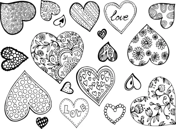 hearts love black and white packaging coloring beautiful patterns isolated on a white background emblem vector romance floral