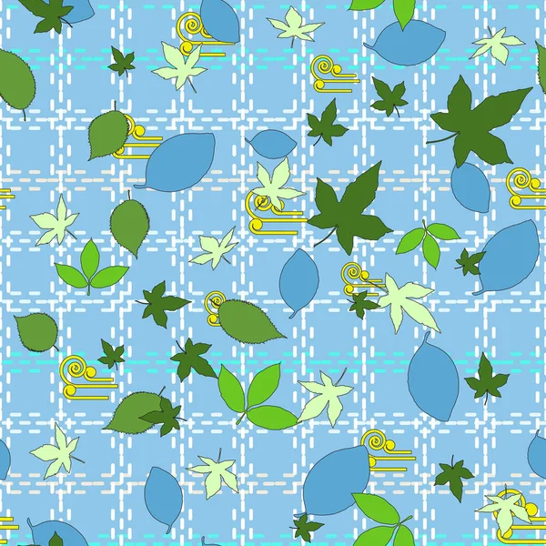 Patrón Sin Costura Floral Hojas Azules Oscuras Verde Claro Fondo — Archivo Imágenes Vectoriales