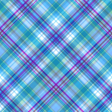 Açık mavi ve mor tonlarda, tartan desenli, vektör ağırlıklı kusursuz damalı desen. Kumaşlar, tekstil, hediye ambalajları, basılı malzemeler, reklamlar için harika.. 