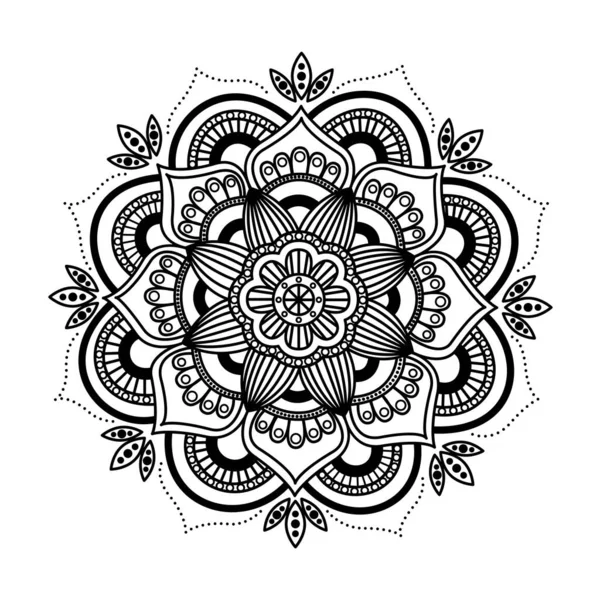 Boyama kitabı için vektör mandala. Dekoratif elementlerle izole edilmiş yuvarlak desen. Tasarım, illüstrasyon ve oyunlar için dekorasyon.