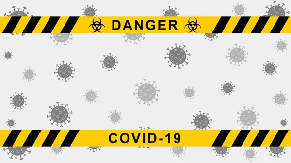 Vektorkarantänbakgrund Coronavirus Varning Banner Med Svarta Och Gula Ränder Covid — Stock vektor