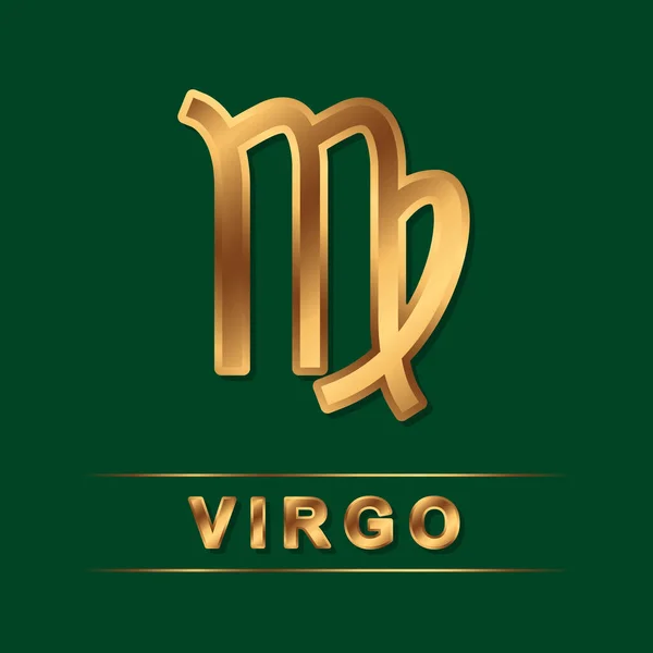 Virgo Zodíaco Vetor Dourado Cantar Com Letras Douradas Sobre Fundo — Vetor de Stock