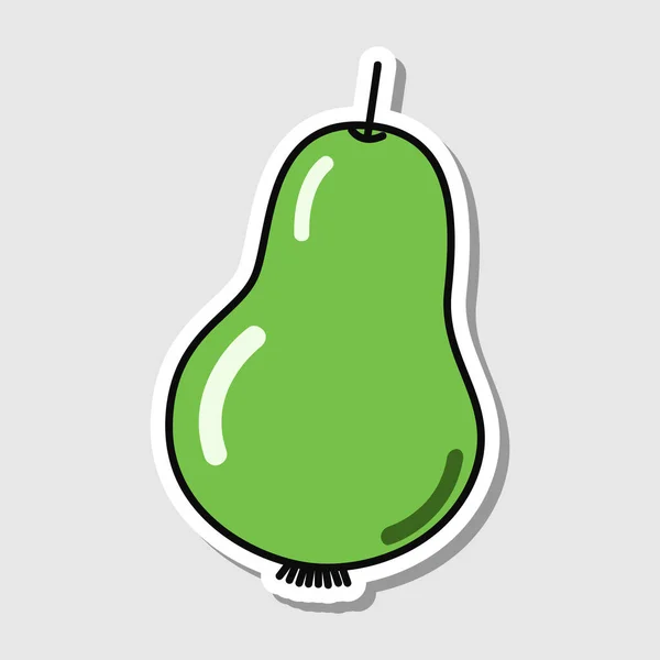 Sticker Poire Vectorielle Style Dessin Animé Fruits Isolés Avec Ombre — Image vectorielle