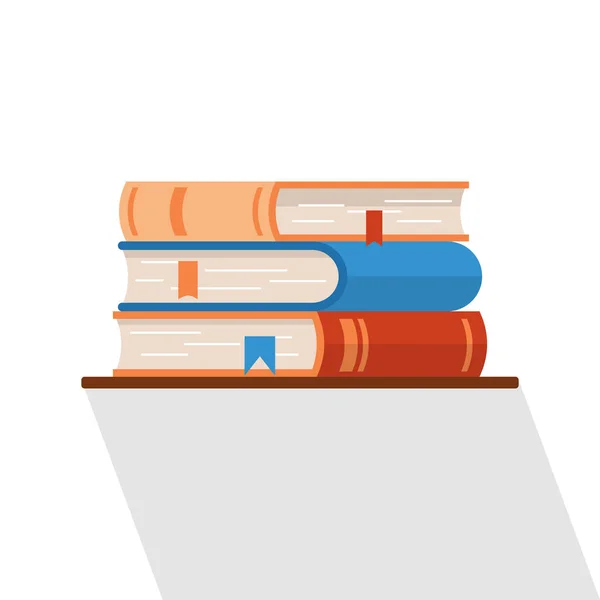 Tres Libros Planos Aislados Vectoriales Estante Icono Elemento Diseño Para — Vector de stock