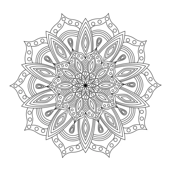 Çizgiler ve dairelerle yuvarlak vektör deseni. İzole edilmiş Andala. Yetişkin boyama resmi. Meditasyon deseni.