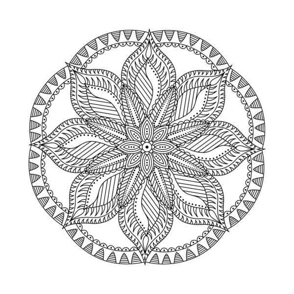 Mandala Vetorial Para Colorir Padrão Redondo Isolado Com Elementos Decorativos — Vetor de Stock