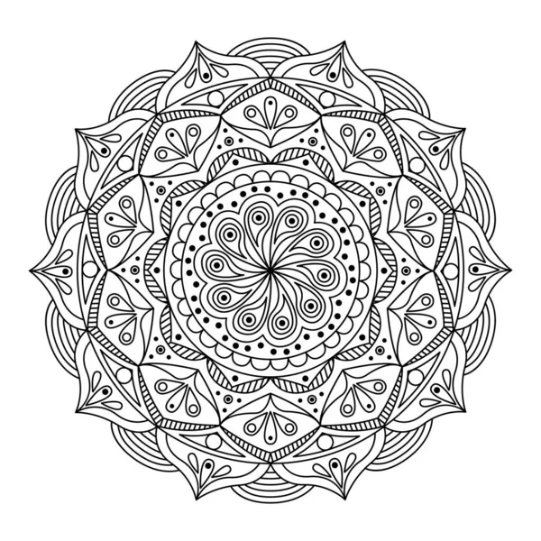 Mandala Vetorial Para Colorir Padrão Redondo Isolado Com Elementos Decorativos — Vetor de Stock