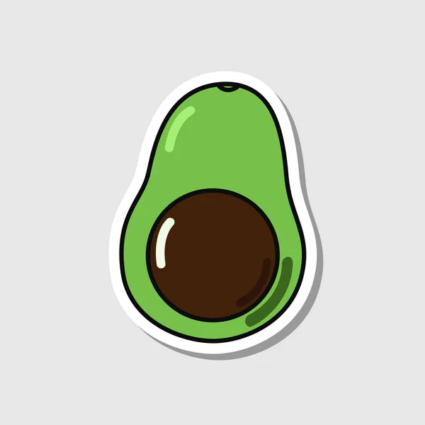 Sticker Vectoriel Avocat Style Dessin Animé Fruits Isolés Avec Ombre — Image vectorielle