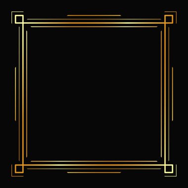 Siyah arkaplanda vektör altın çerçeve. İzole edilmiş sanat deco tasarımı.