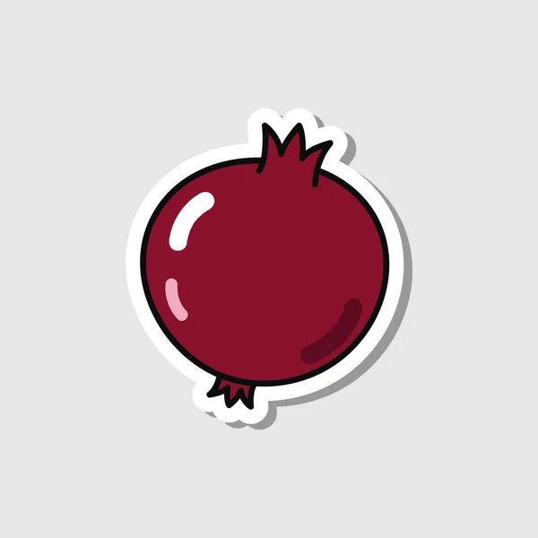 Sticker Vectoriel Grenade Style Dessin Animé Fruits Isolés Avec Ombre — Image vectorielle