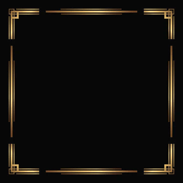 Siyah arkaplanda vektör altın çerçeve. İzole edilmiş sanat deco tasarımı.