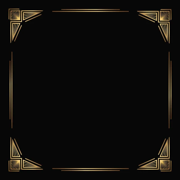 Siyah arkaplanda vektör altın çerçeve. İzole edilmiş sanat deco tasarımı.