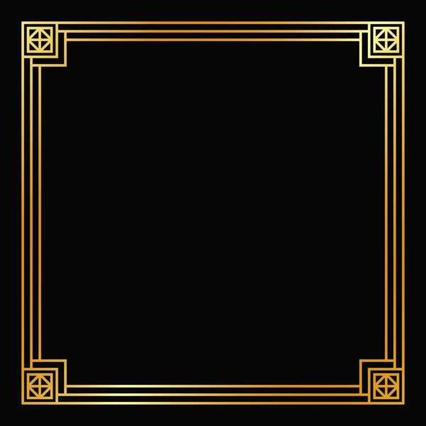 Vector Golden Frame Black Background Isolated Art Deco Design — Stock Vector