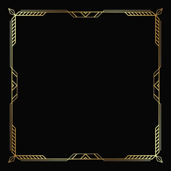 黑色背景上的向量金相框 孤立的艺术装饰设计 — 图库矢量图片