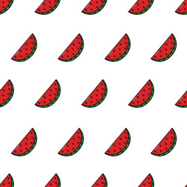 Karpuzlu vektör deseni. Meyve simgesi tekrarlanıyor