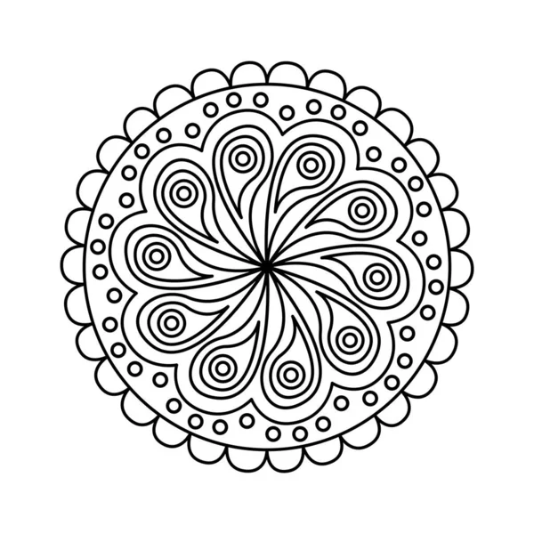 Mandala Para Colorir Padrão Vetorial Redondo Com Elementos Decorativos Decoração — Vetor de Stock