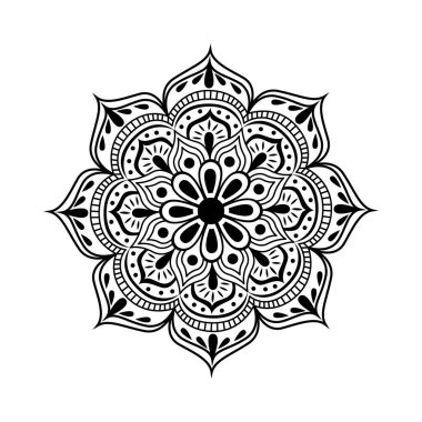 Boyama sayfası için Mandala. Dekoratif elementlerle yuvarlak desen. Kitap, tasarım, illüstrasyon, oyunlar, rahatlama ve meditasyon için dekorasyon.