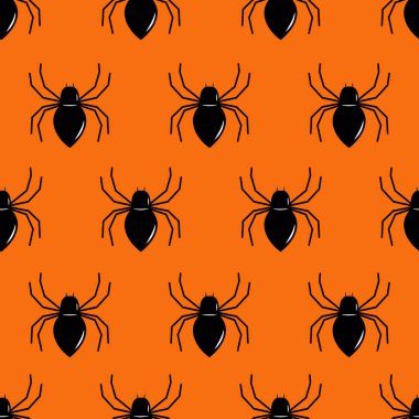 Siyah örümcek pürüzsüz desen. Cadılar Bayramı için tekrarlanan düz vektör simgesi.