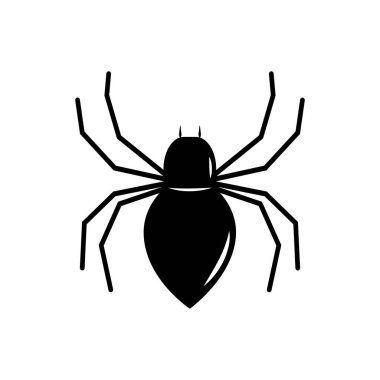 Siyah örümcek. Beyaz arka planda izole vektör çizimi. Düz örümcek simgesi