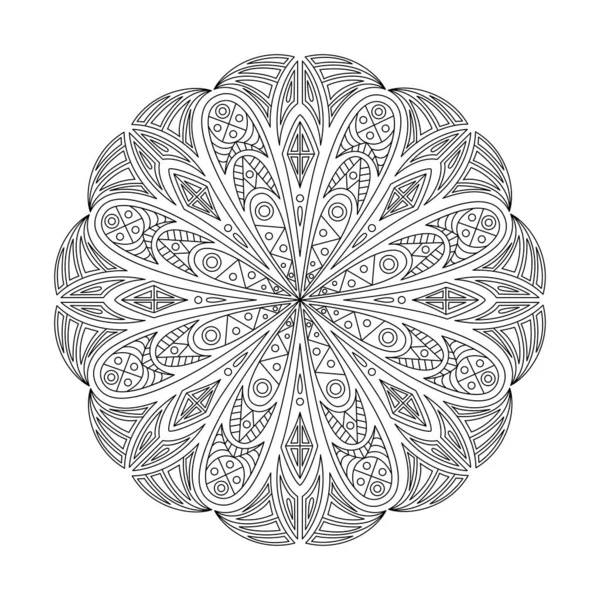 Mandala Kleuren Ronde Patroon Met Decoratieve Elementen Decoratie Voor Boek — Stockvector