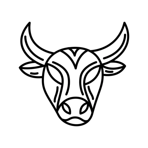 Logo Del Vector Cabeza Toro Símbolo Dibujado Mano Del Año — Vector de stock