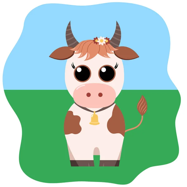 Cute Cartoon Cow Vector Isolated Character — Stock Vector