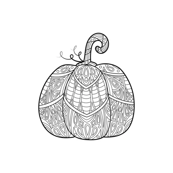 Página Para Colorear Calabaza Vectorial Vegetales Otoño Aislados Con Adornos — Vector de stock