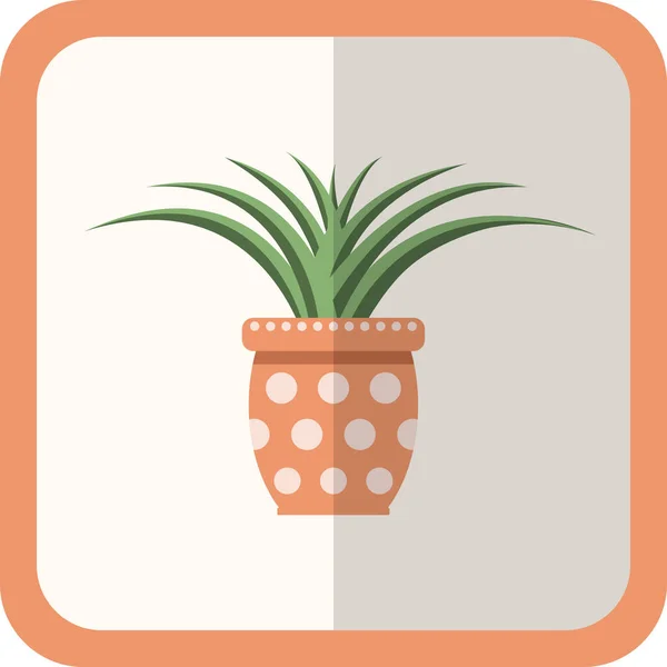 Vektorgrüne Flache Pflanze Topf Einfaches Florales Symbol Mit Schatten Cartoon — Stockvektor