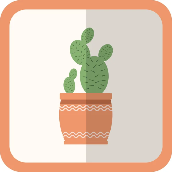 Vecteur Vert Plante Plate Dans Pot Icône Simple Avec Ombre — Image vectorielle