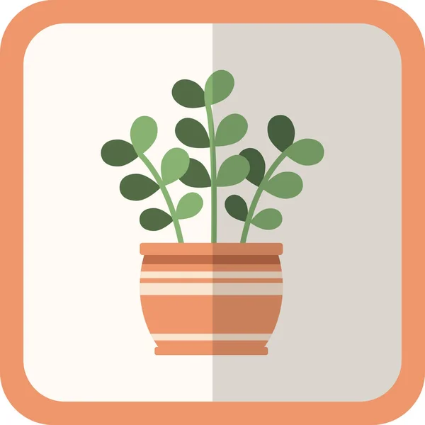 Vektorgrüne Flache Pflanze Topf Einfaches Symbol Mit Schatten Florale Gartenarbeit — Stockvektor