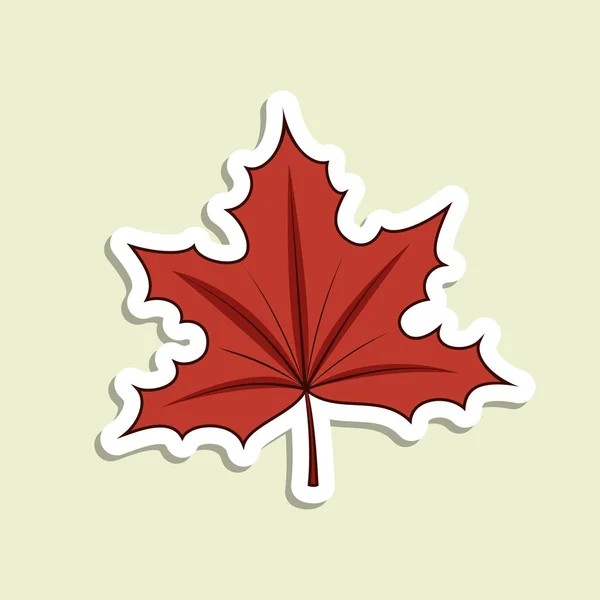 Vector Maple Leaf Sticker Light Green Background Cartoon Isolated Autumn — Stock Vector